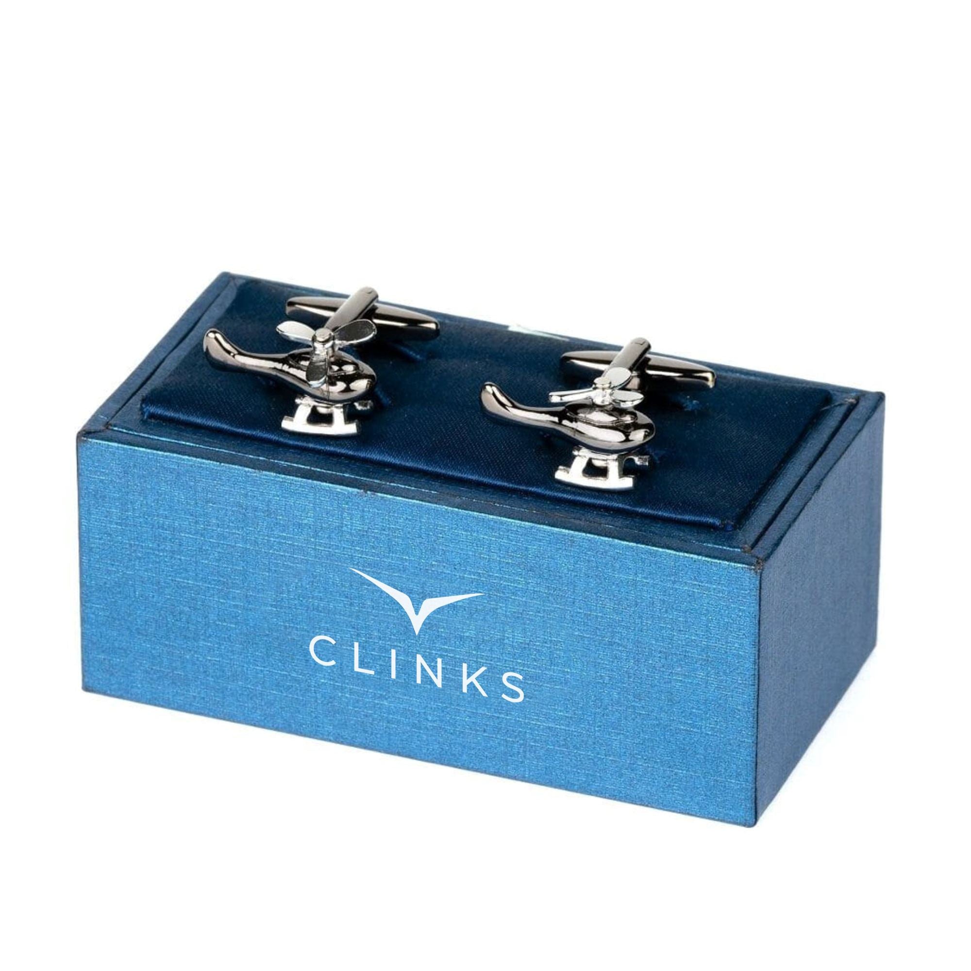 Gunmetal and Silver Helicopter Cufflinks Novelty Cufflinks Clinks Australia 
