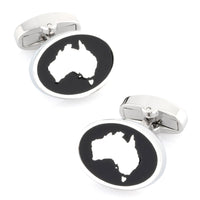 Map of Australia Silver on Black Enamel Cufflinks Novelty Cufflinks Clinks Australia