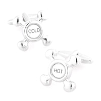 Hot & Cold Tap Cufflinks Black & White Novelty Cufflinks Clinks Australia Hot & Cold Tap Cufflinks Black & White