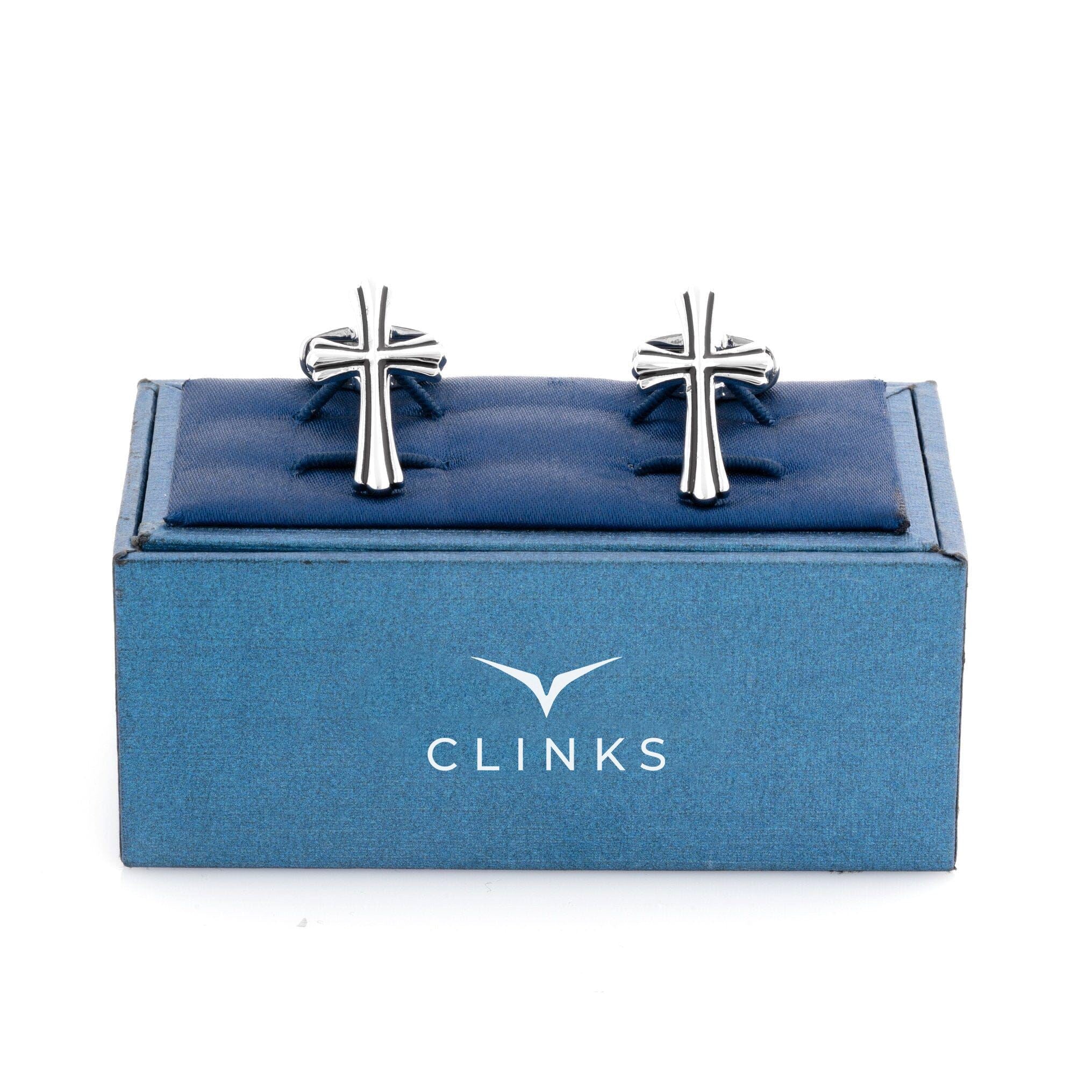 Fleurie Cross Silver & Black Enamel Cufflinks Novelty Cufflinks Clinks Australia 