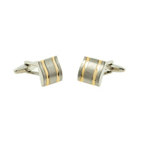 Curved Silver With Gold Accents Cufflinks