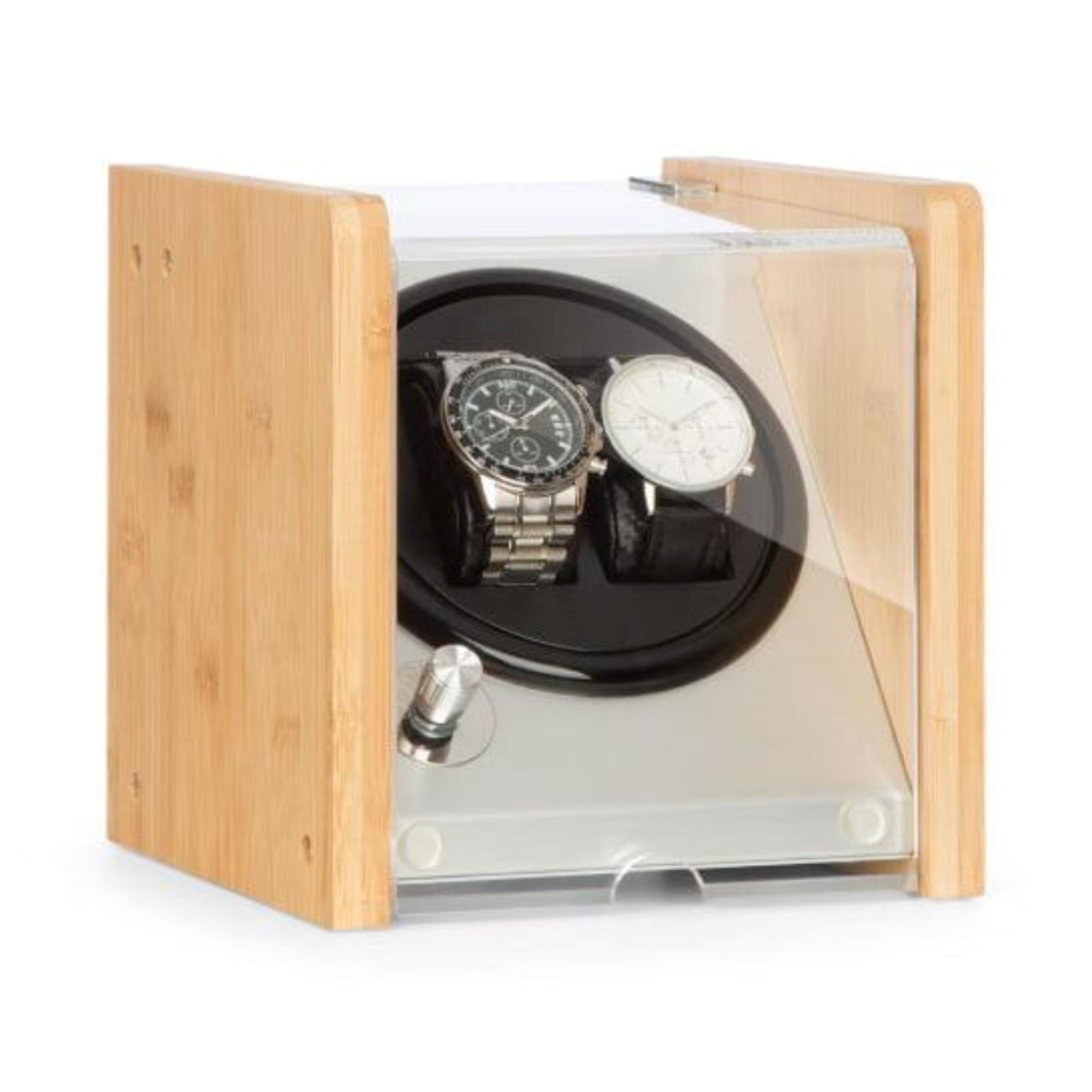 BLAQ Watch Winder Box 2 Watches in Aluminum & Bamboo Watch Winder Boxes Clinks 