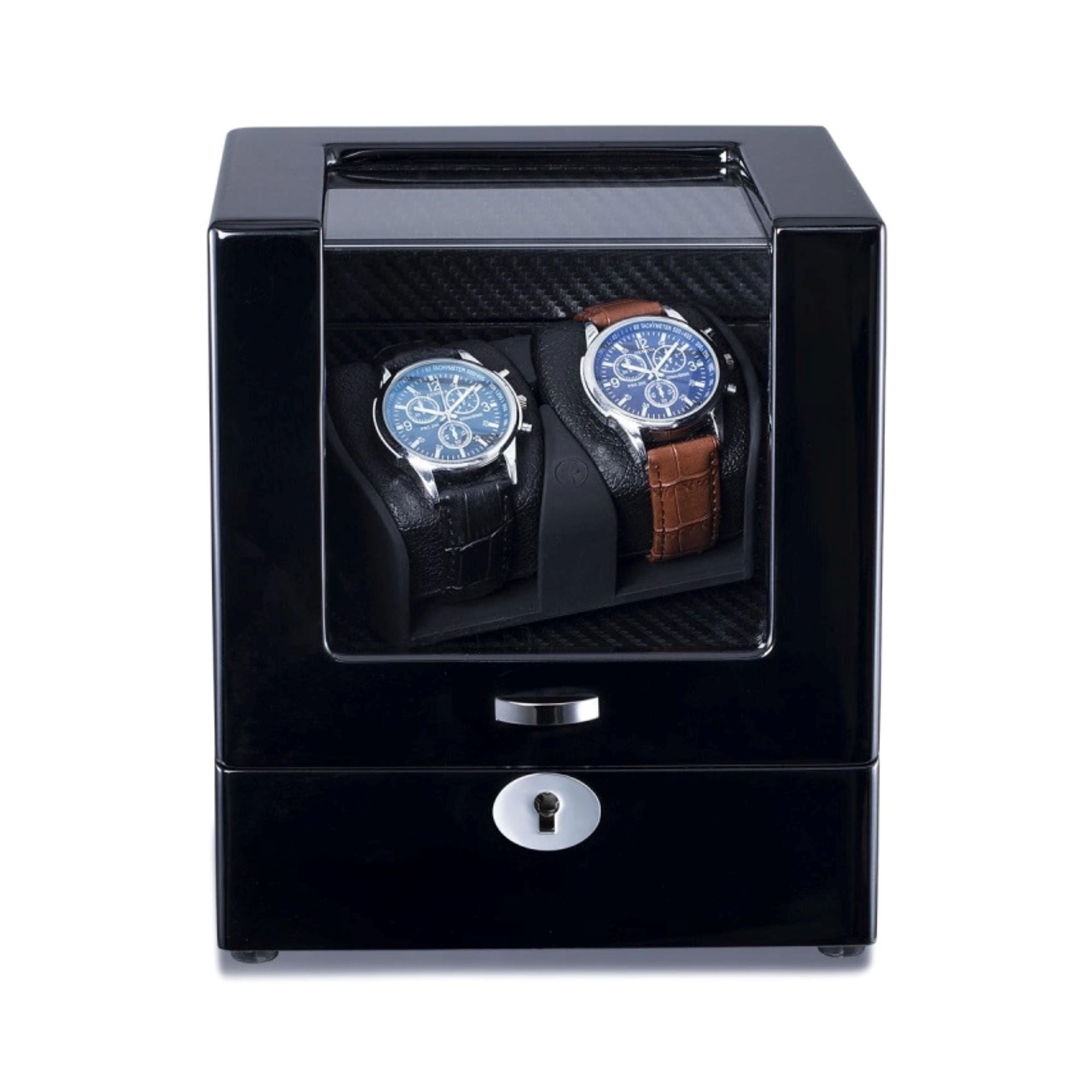 Lindeman Black Watch Winder Box for 2 Watches (Single Rotor) Watch Winder Boxes Clinks 