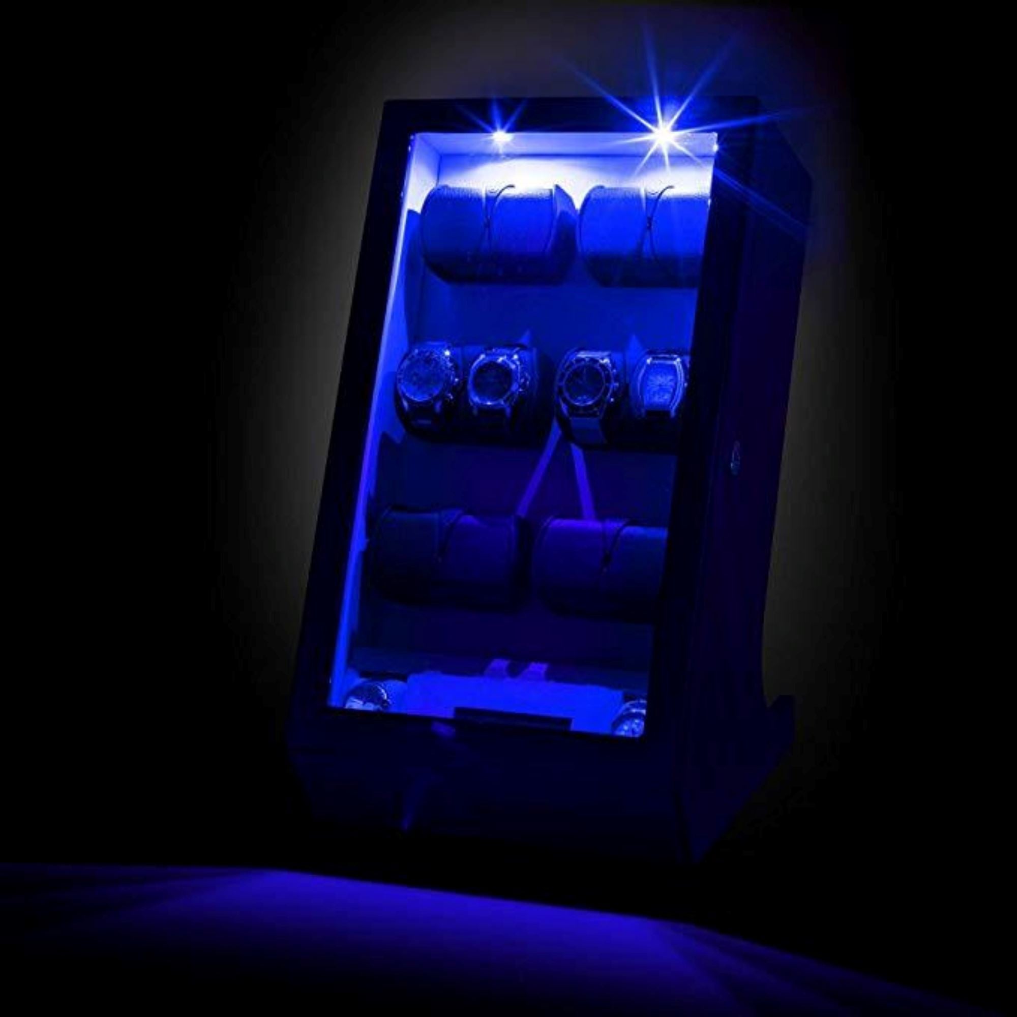 Kosciuszko Watch Winder Box for 12 + 2 Watches in Ebony + Gray Watch Winder Boxes Clinks 