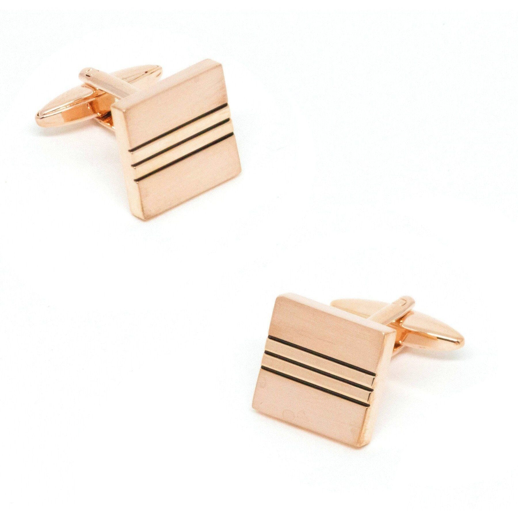 Classic Rose Gold with Black Lines Cufflinks Classic & Modern Cufflinks Clinks Australia Classic Rose Gold with Black Lines Cufflinks 