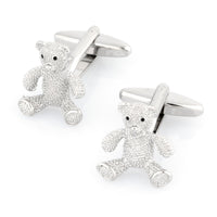 Silver Textured Teddy Bear Cufflinks Novelty Cufflinks Clinks Australia Silver Textured Teddy Bear Cufflinks