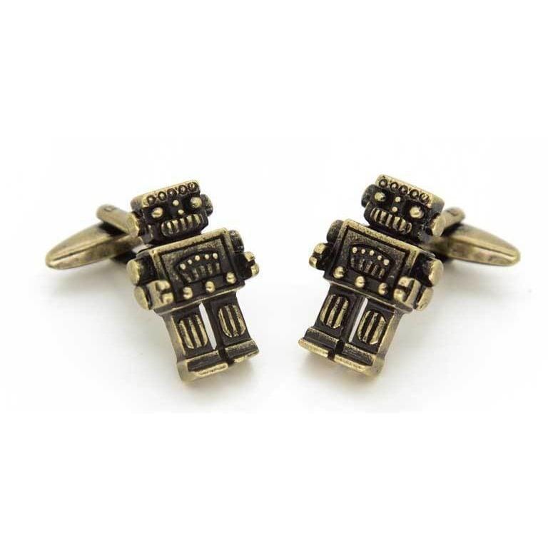Robot Cufflinks in Antique Burnished Gold Novelty Cufflinks Clinks Australia 
