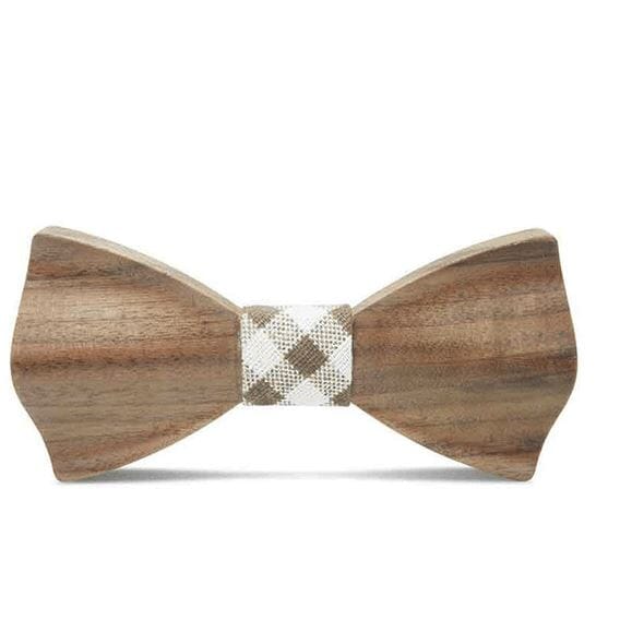Dark Wood Check Fabric Adult Bow Tie Bow Ties Clinks Dark Wood Check Fabric Adult Bow Tie 