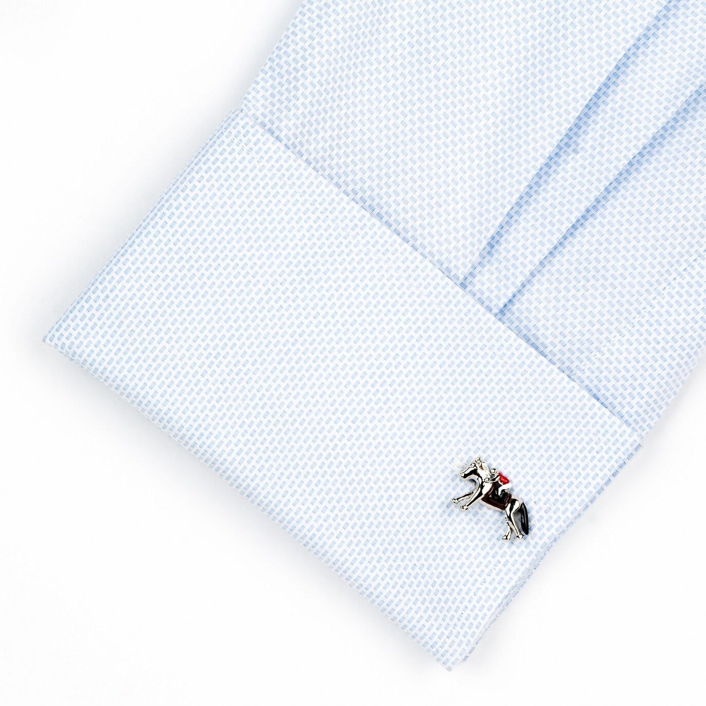 Racing Horses with Jockey (Colour) Cufflinks Novelty Cufflinks Clinks Australia 