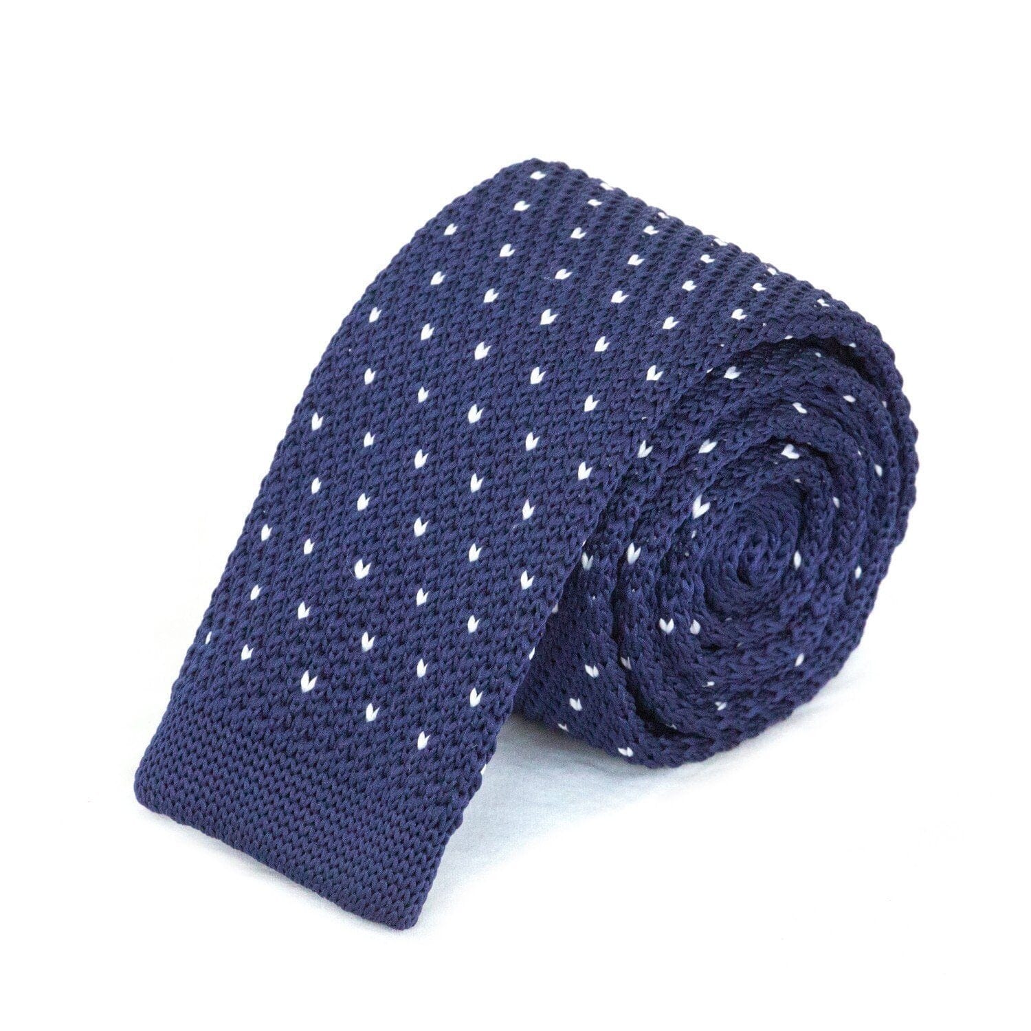 Blue and White Dot Knitted Tie Ties Cuffed.com.au 