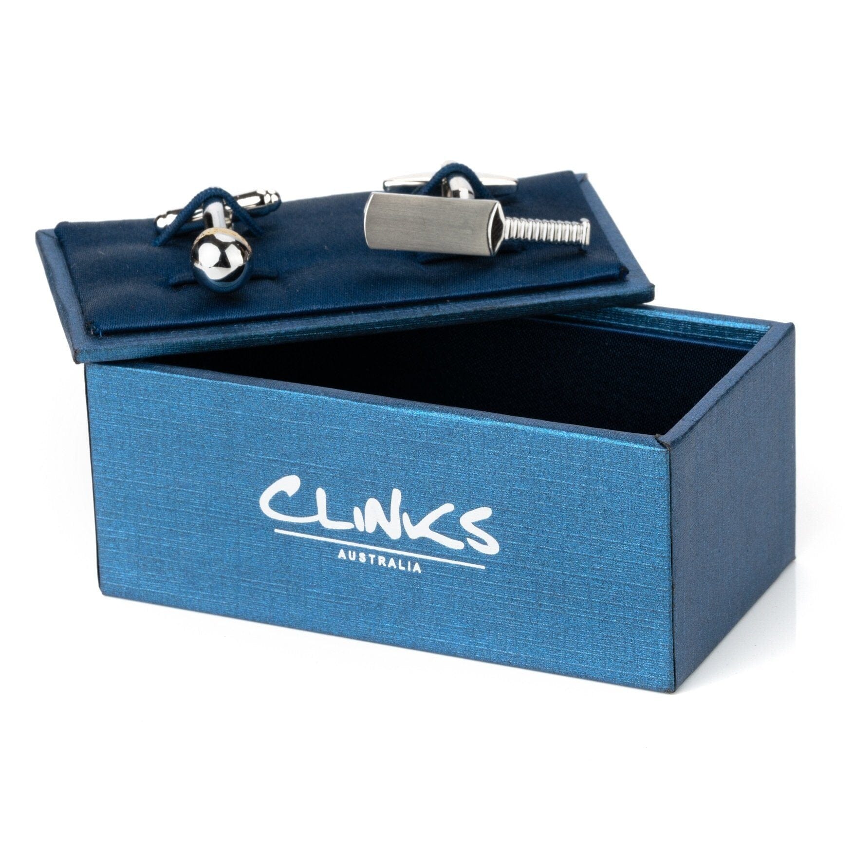 Silver and Gold Cricket Ball and Bat Cufflinks Novelty Cufflinks Clinks Australia 