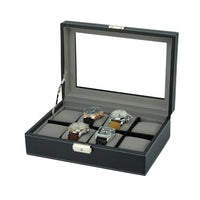 Black Leather Watch Box for 8 Watches Watch Boxes Clinks Default