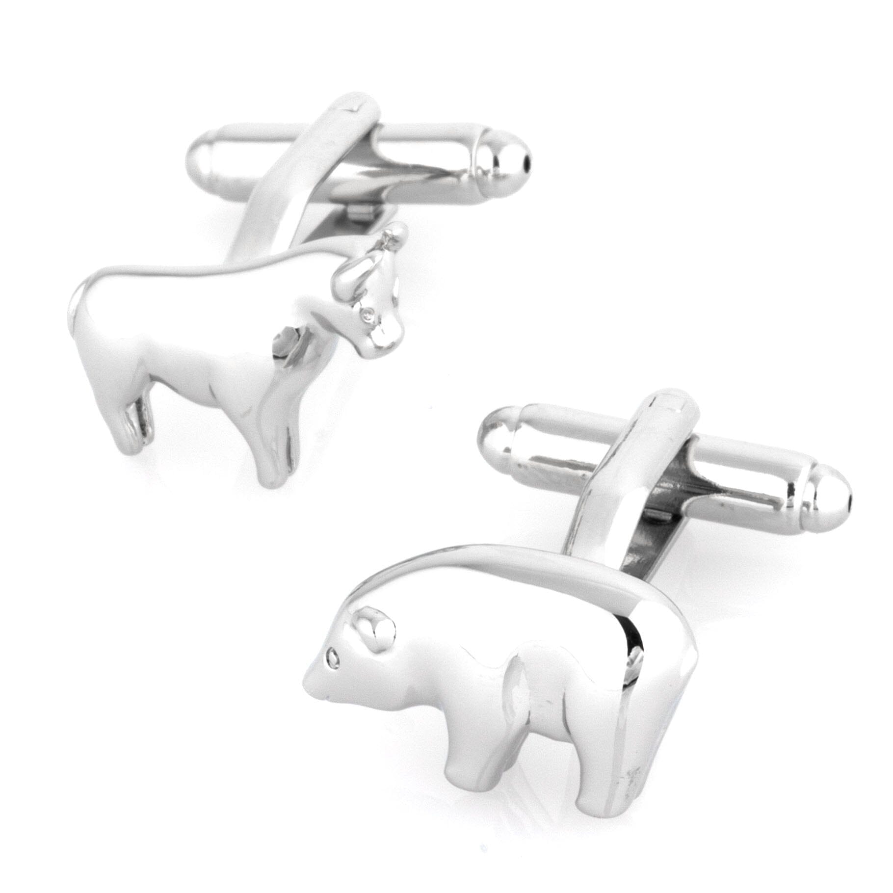 Bull and Bear Silver Cufflinks Novelty Cufflinks Clinks Australia 