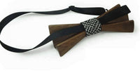 Dark Wood 3D Accordion Style Adult Bow Tie in Denim Bow Ties Clinks
