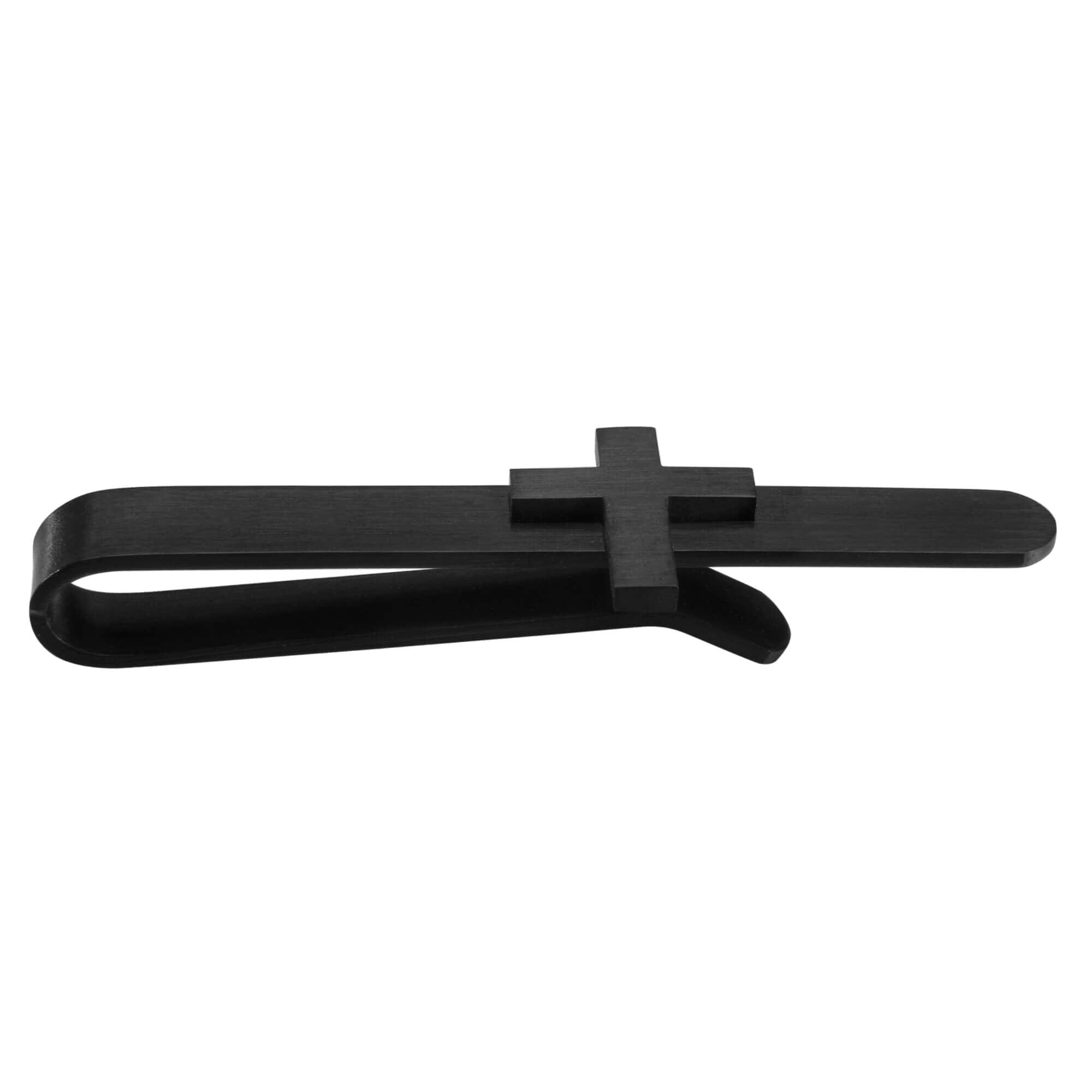 Cross Tie Bar in Brushed Black Tie Bars Clinks Australia 