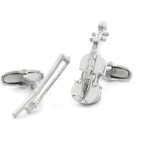 Silver Violin and Bow Cufflinks Novelty Cufflinks Clinks Australia Silver Violin and Bow Cufflinks