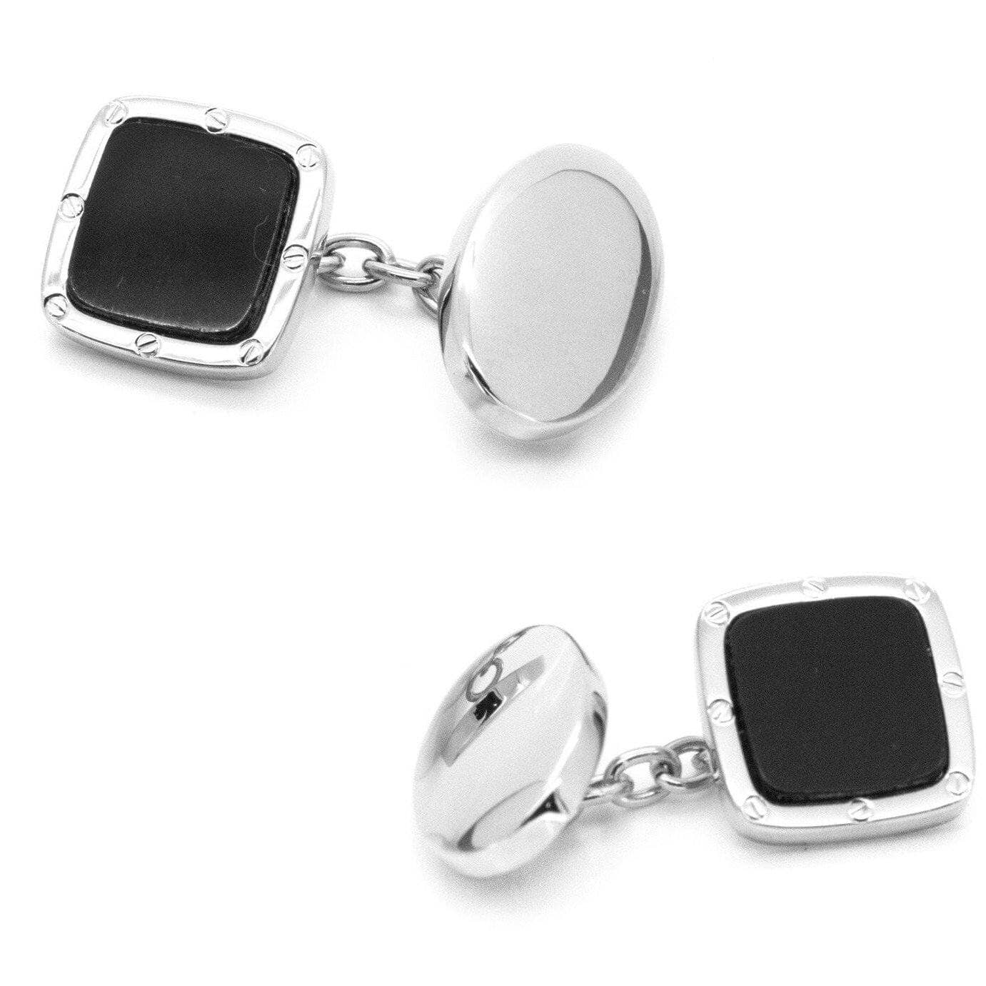 Black Square with Chain and Oval Back Cufflinks Classic & Modern Cufflinks Clinks Australia Black Square with Chain and Oval Back Cufflinks 