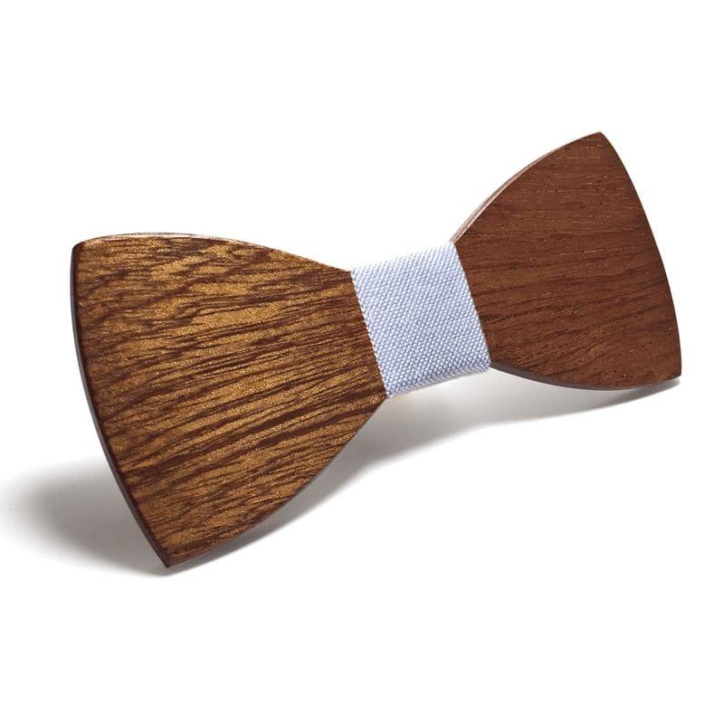 Dark Wood Light Blue Fabric Adult Bow Tie Bow Ties Clinks Australia Dark Wood Light Blue Fabric Adult Bow Tie 