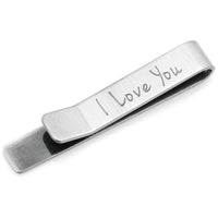 Brushed Silver I Love You Engraved Tie Clip Tie Clips Clinks