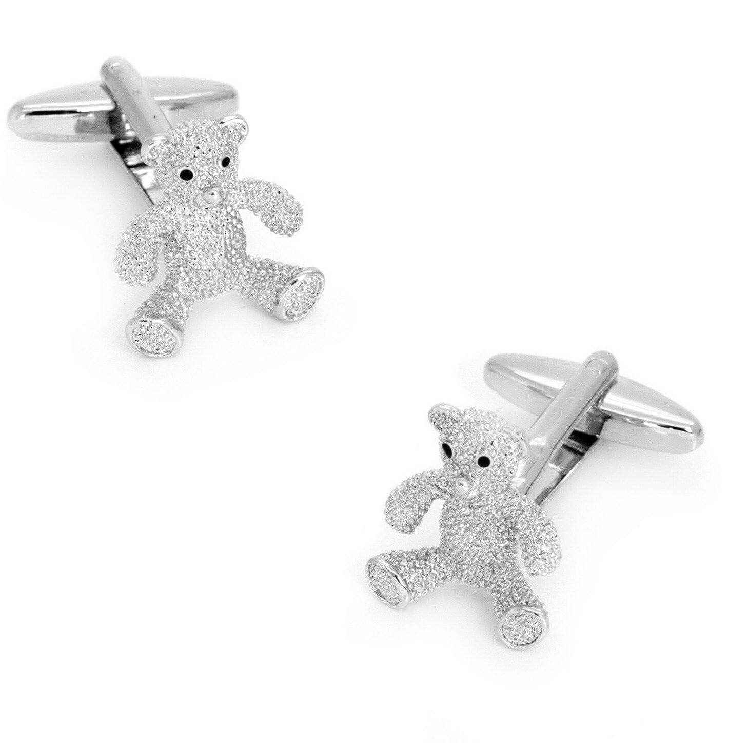 Silver Textured Teddy Bear Cufflinks Novelty Cufflinks Clinks Australia 
