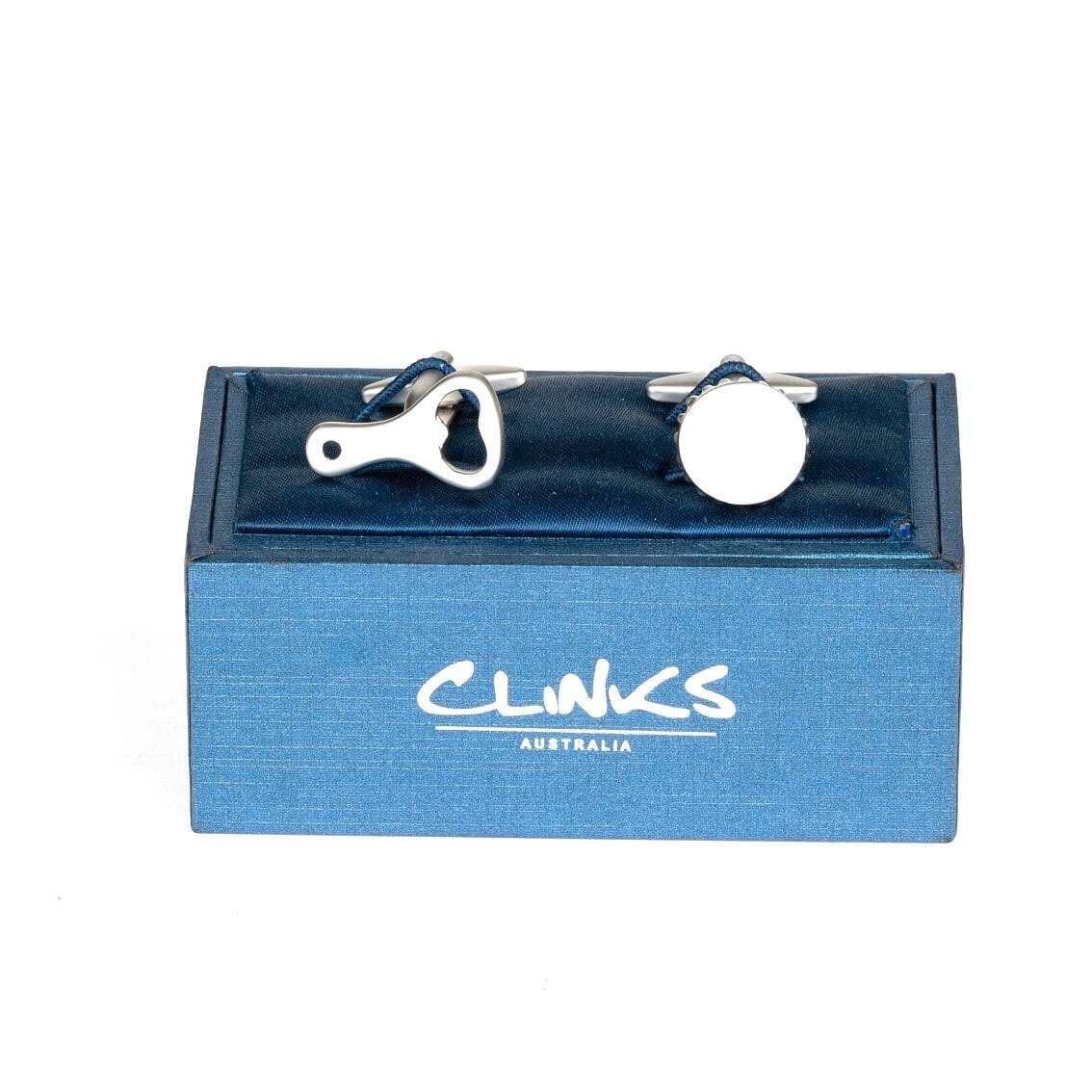 Silver Bottle Cap & Opener Cufflinks Novelty Cufflinks Clinks Australia 
