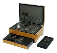 World Map 2-drawer Burl Wooden Watch Box for 8 Watches + Jewellery Watch Boxes Clinks