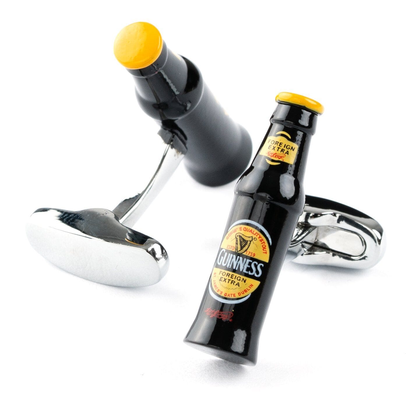 Black & Yellow Beer Bottle Cufflinks Novelty Cufflinks Clinks Australia 