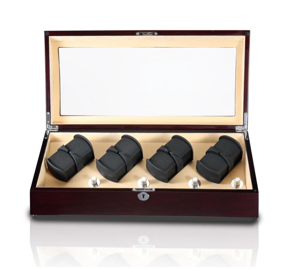 Avoca Watch Winder Box for 8 + 8 Watches in Mahogany Watch Winder Boxes Clinks 