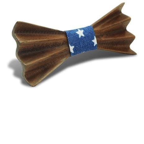 Dark Wood 3D Accordion Style Kids Bow Tie in Stars Bow Ties Clinks Dark Wood 3D Accordion Style Kids Bow Tie in Stars 