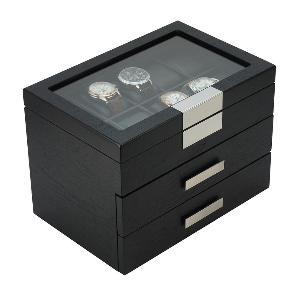 Black Wooden Watch Box for 30 watches Watch Boxes Clinks 