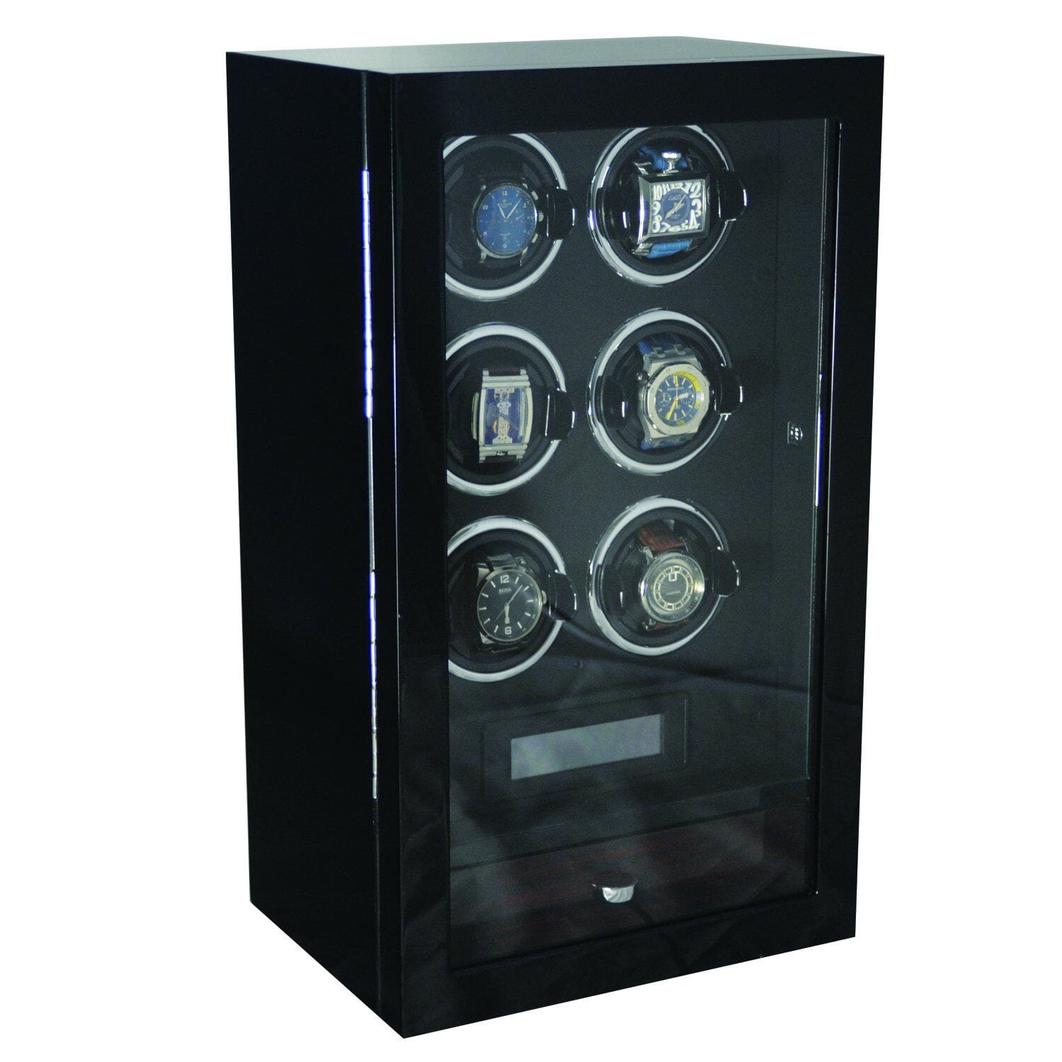 Yarra Watch Winder for 6 Watches + Drawer with Fingerprint Lock Watch Winder Boxes Clinks 