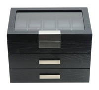 Black Wooden Watch Box for 30 watches Watch Boxes Clinks