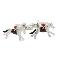 Racing Horses with Jockey (Colour) Cufflinks Novelty Cufflinks Clinks Australia