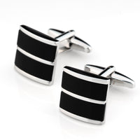 Dual Black Ice Cateye Silver Cufflinks Classic & Modern Cufflinks Clinks Australia