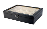 Carbon Fibre Leather Tie Box for 12 Storage Boxes Clinks