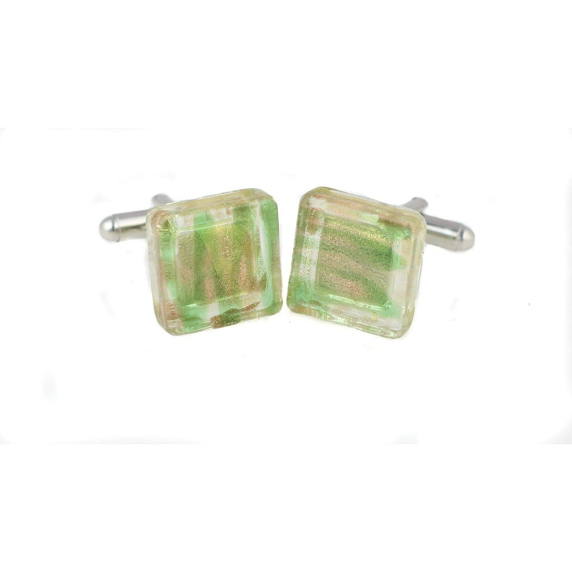 Yellow and Green Patterned Glass Cufflinks Classic & Modern Cufflinks Clinks Australia Yellow and Green Patterned Glass Cufflinks 