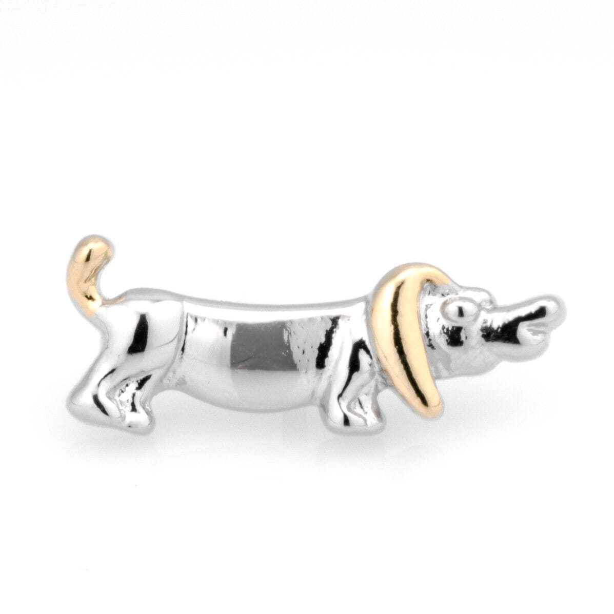 Sausage Dog Lapel Pin in Gold and Silver Lapel Pin Clinks 