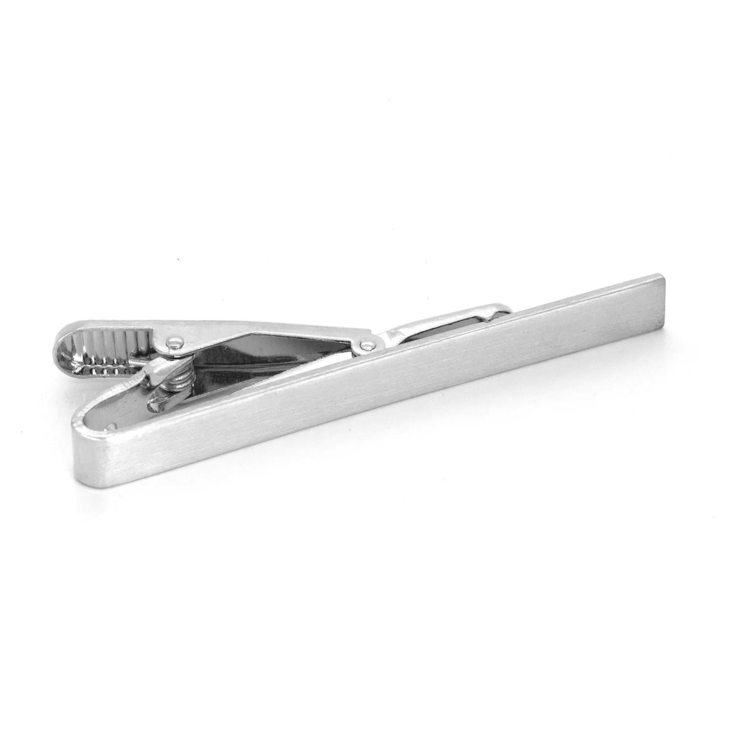 Brushed Silver Tie Clip 55mm Tie Bars Clinks 