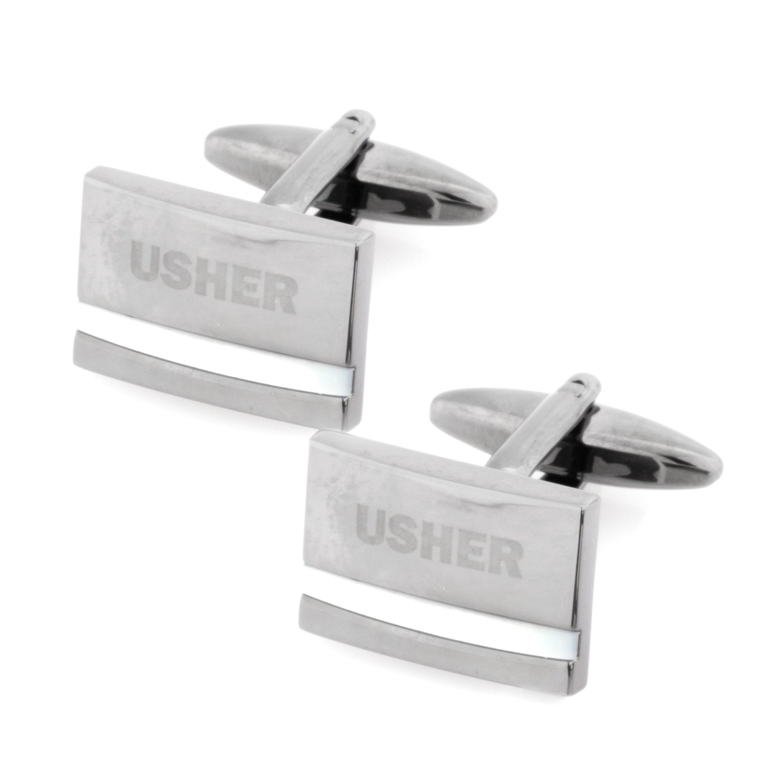 Usher Laser Etched Mother of Pearl Gunmetal Cufflinks Wedding Cufflinks Clinks Australia Usher Laser Etched Mother of Pearl Gunmetal Cufflinks 