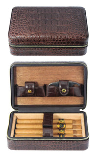 Dark Brown Cigar Humidor Leather Case for Cigars Cigar Boxes Clinks