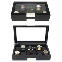 Black Wooden Watch Box for 8 Watches+ Organiser Watch Boxes Clinks