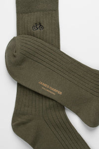Olive Ribbed Socks Socks Clinks