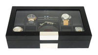 Black Wooden Watch Box for 8 Watches+ Organiser Watch Boxes Clinks