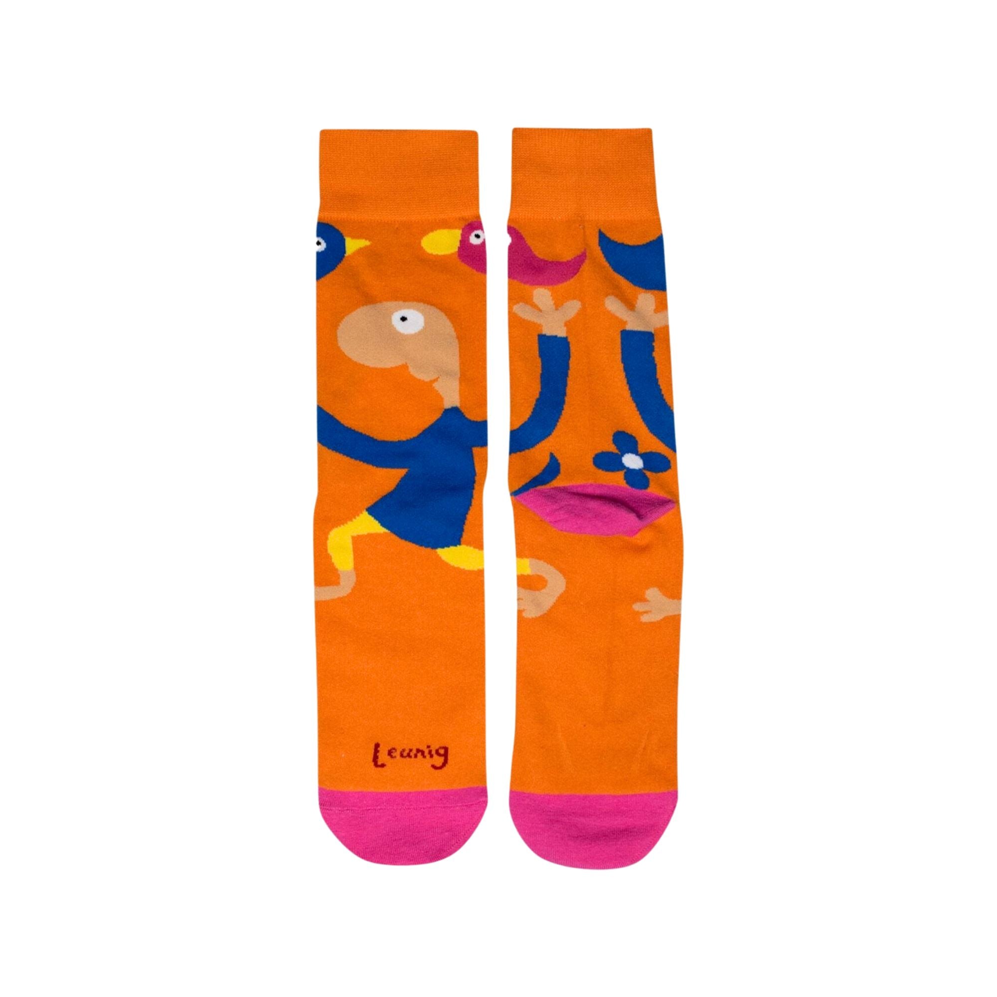Michael Leunig Running Man Orange Socks Socks Leunig for James Harper 