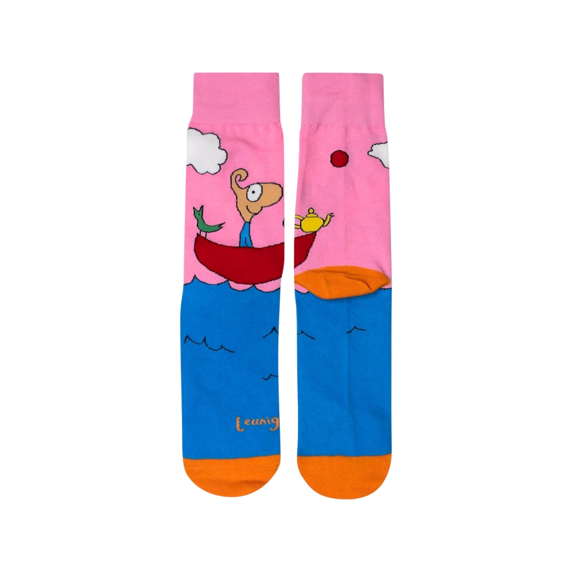 Michael Leunig Boat Pink Socks Socks Leunig for James Harper 