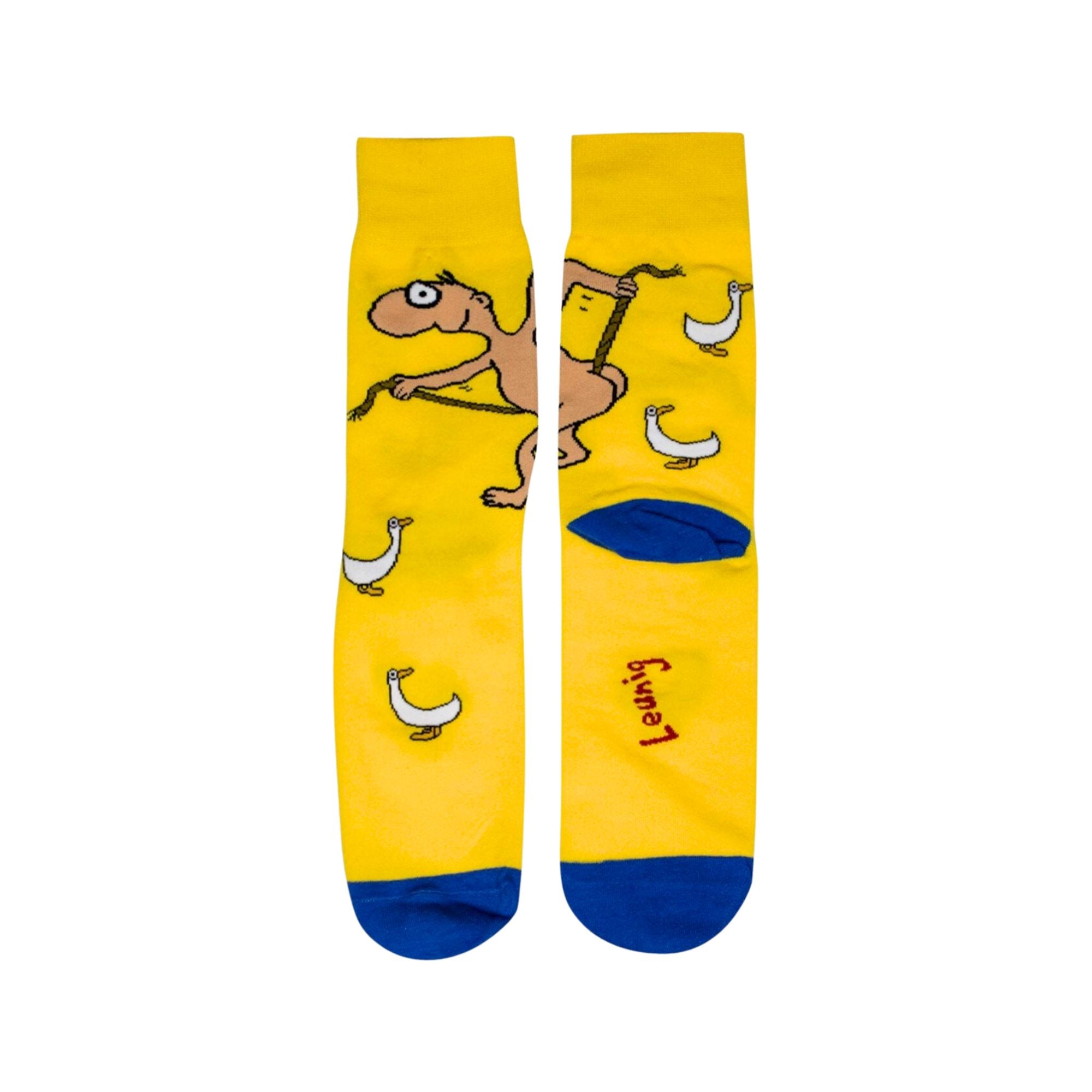 Michael Leunig Playful ManYellow Socks Socks Leunig for James Harper 