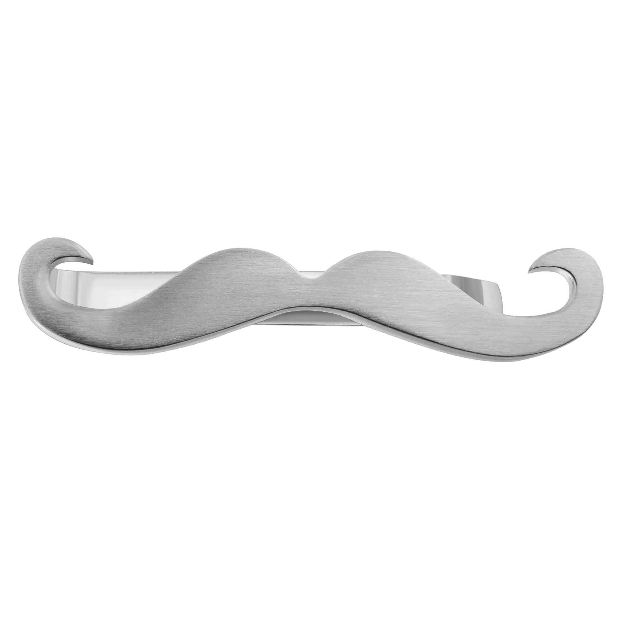 Moustache Tie Bar in Brushed Silver Tie Bars Clinks Australia 