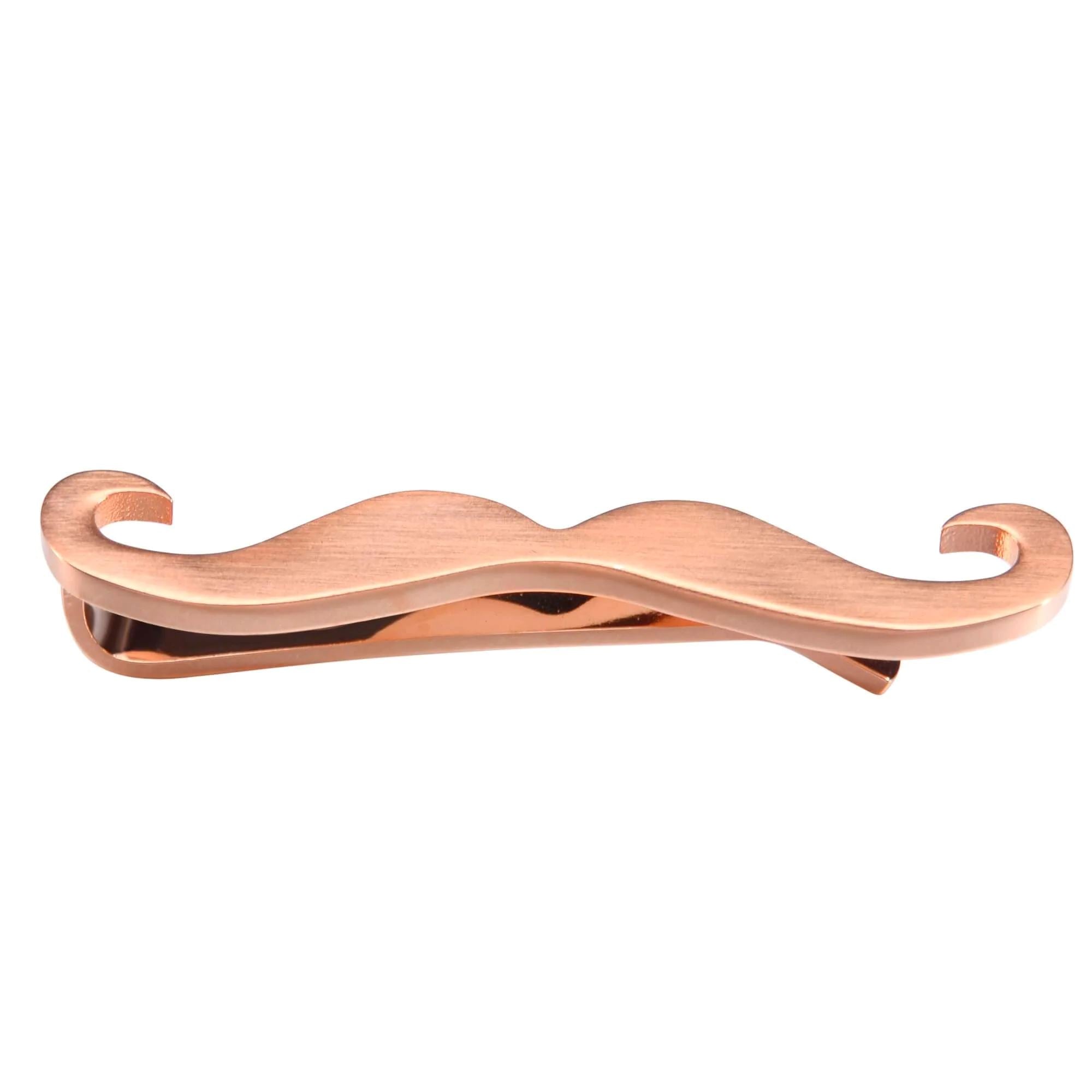 Moustache Tie Bar in Brushed Rose Gold Tie Bars Clinks Australia 