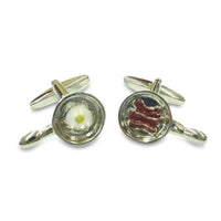 Fried Sausage with Egg Cufflinks Novelty Cufflinks Clinks Australia Fried Sausage with Egg Cufflinks
