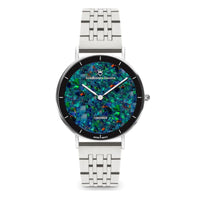 Gatsby Ridge Blue Swiss Opal Watch 36MM with Silver Jubilee Strap Watches Clinks